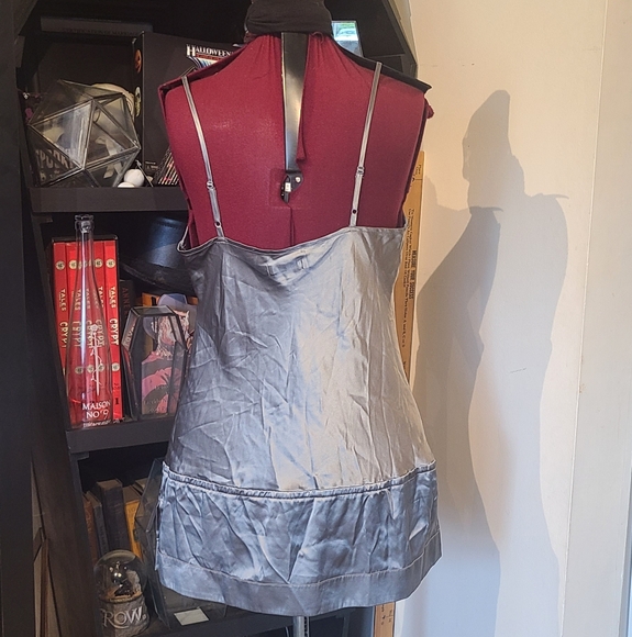 Y2k Silver & Black Beaded Drop Waist Mini/Top - Picture 5 of 8